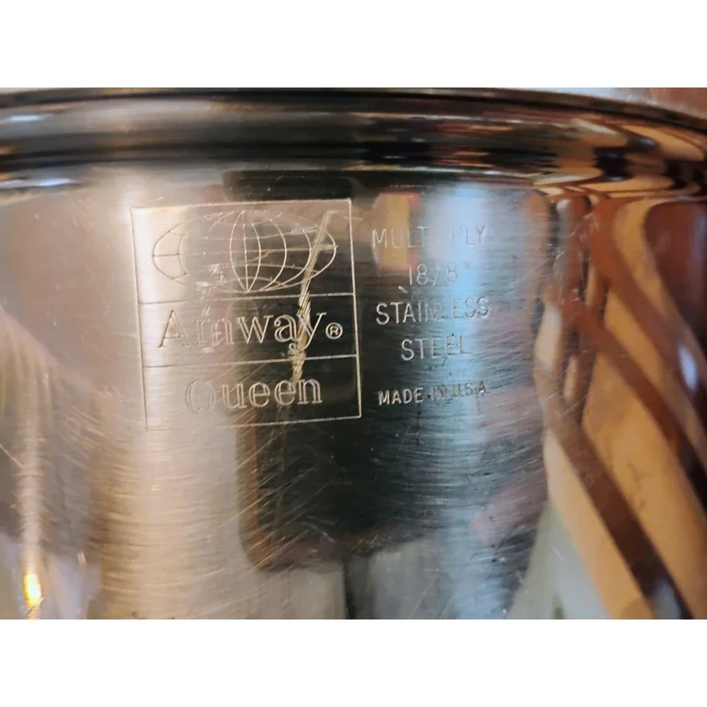 Vintage Amway Queen 6 QUART Stockpot 18/8 Stainless Steel Multi Ply USA